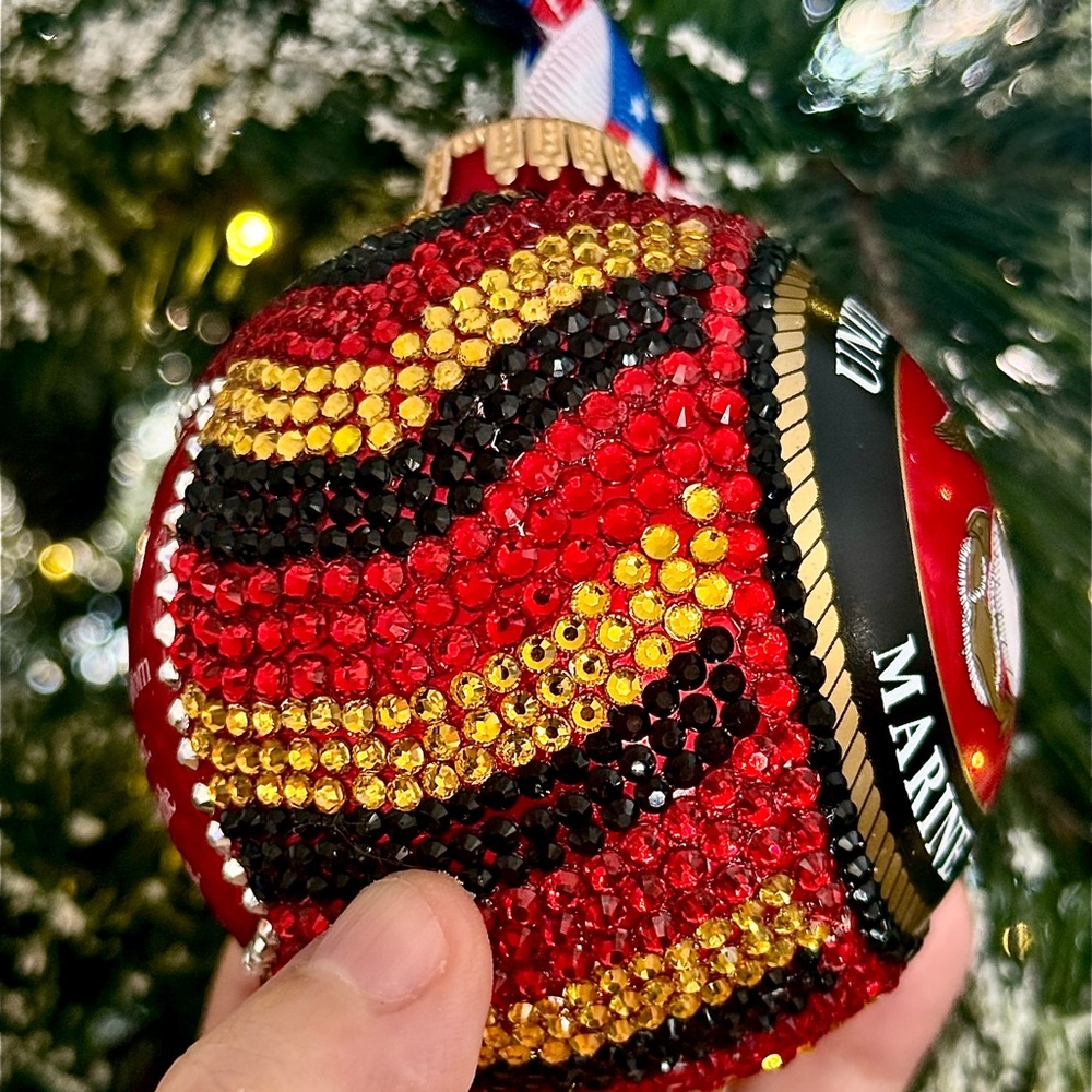 United States Marine Corps Holiday Ornament, Red, Gold, Christmas, Military Gift - Picture 2 of 10